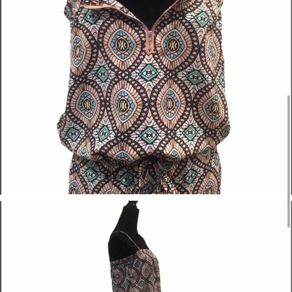 Molly Bracken abstract Print spaghetti strap elastic waist jumpsuit size small - Picture 4 of 10